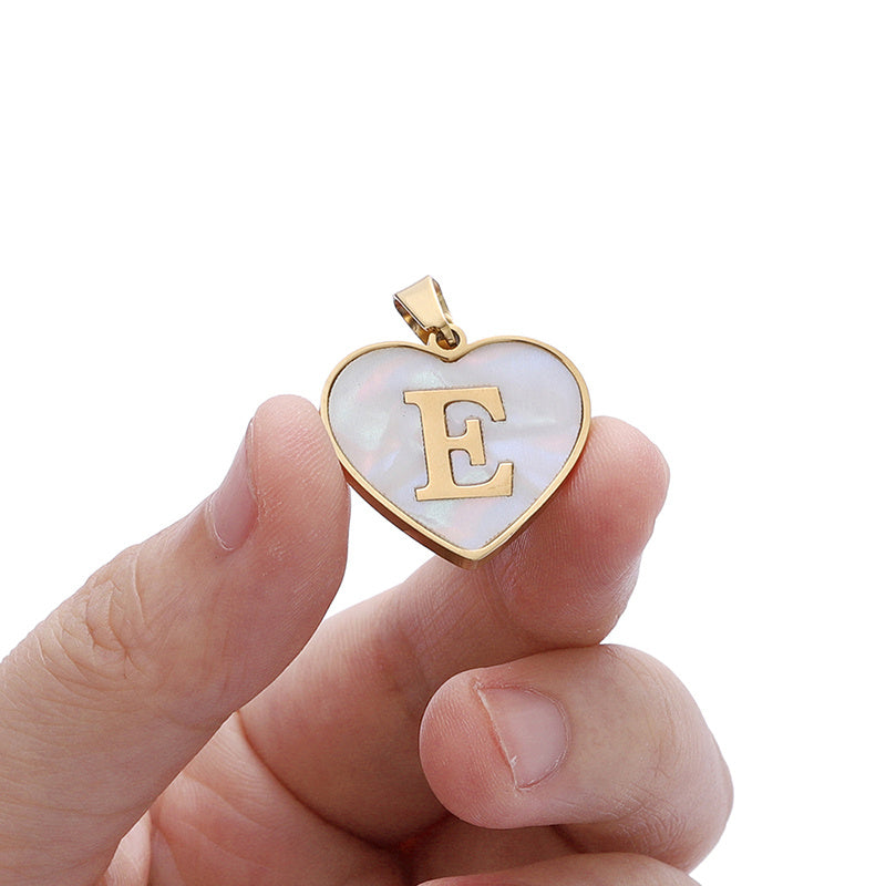 Heartfelt Elegance: 26-Letter White Shell Heart Necklace