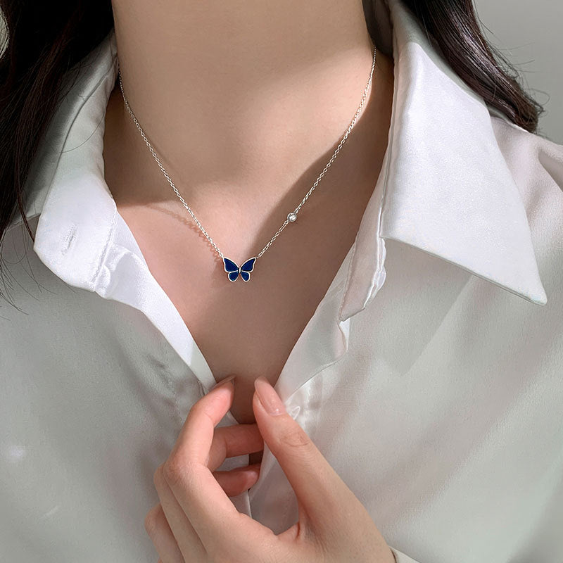Metamorphosis Majesty: S925 Silver Color-Changing Butterfly Necklace - Fashion Novelty Jewelry