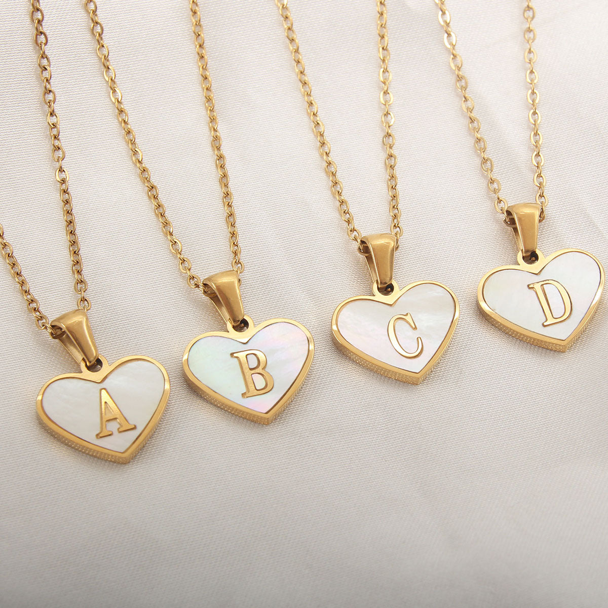 Heartfelt Elegance: 26-Letter White Shell Heart Necklace