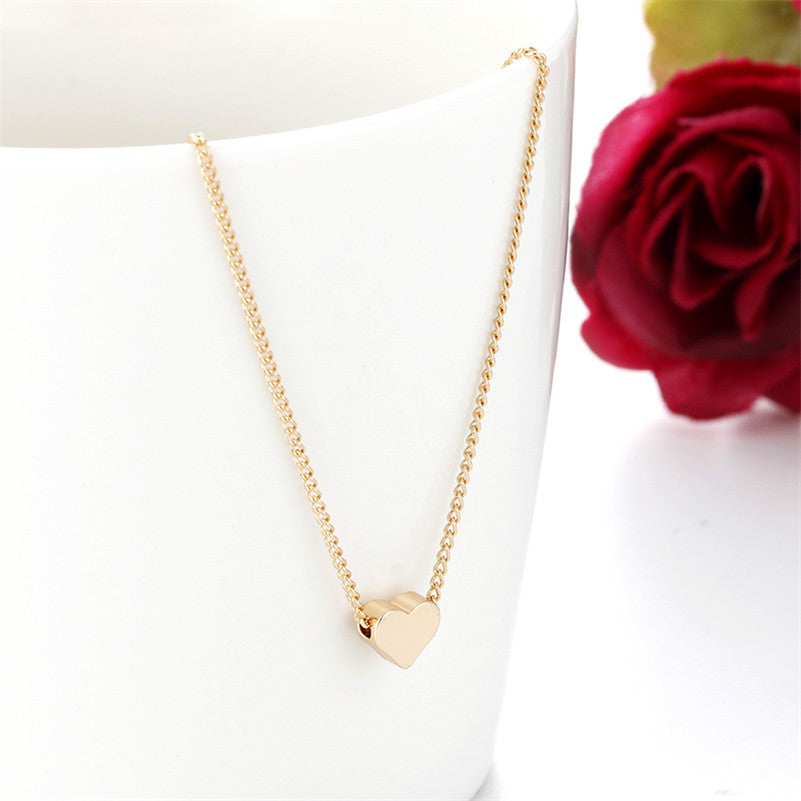 Golden Love: Double-sided Pendant Clavicle Chain Necklace