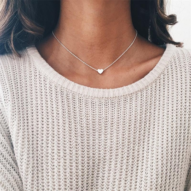 Golden Love: Double-sided Pendant Clavicle Chain Necklace
