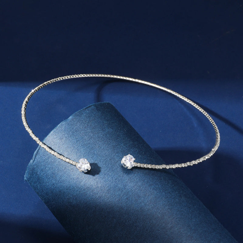 Sparkling Heart: Rhinestone Collar Choker Necklace
