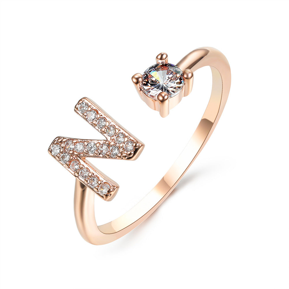 26 Initial Letter Ring: Adjustable New Design for Women's Simple and Elegant Fashion Jewelry