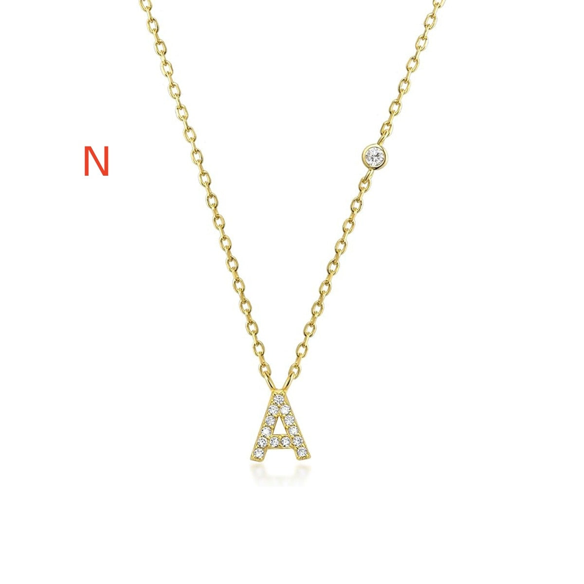 A-Z 26 Letters Luxury Gold/Silver Color Necklace CZ Pendant