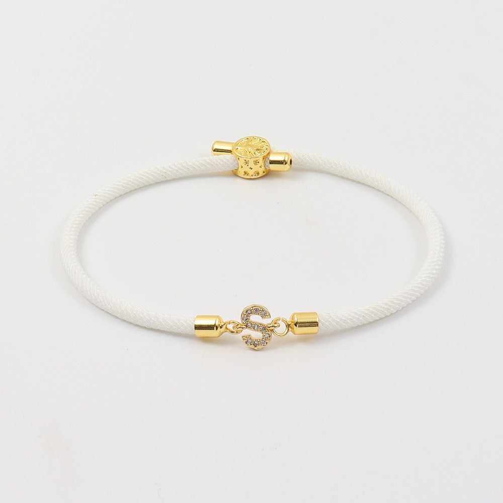Letter Luxe: Adjustable Copper Strap with Micro-Inlaid Zircon Letters