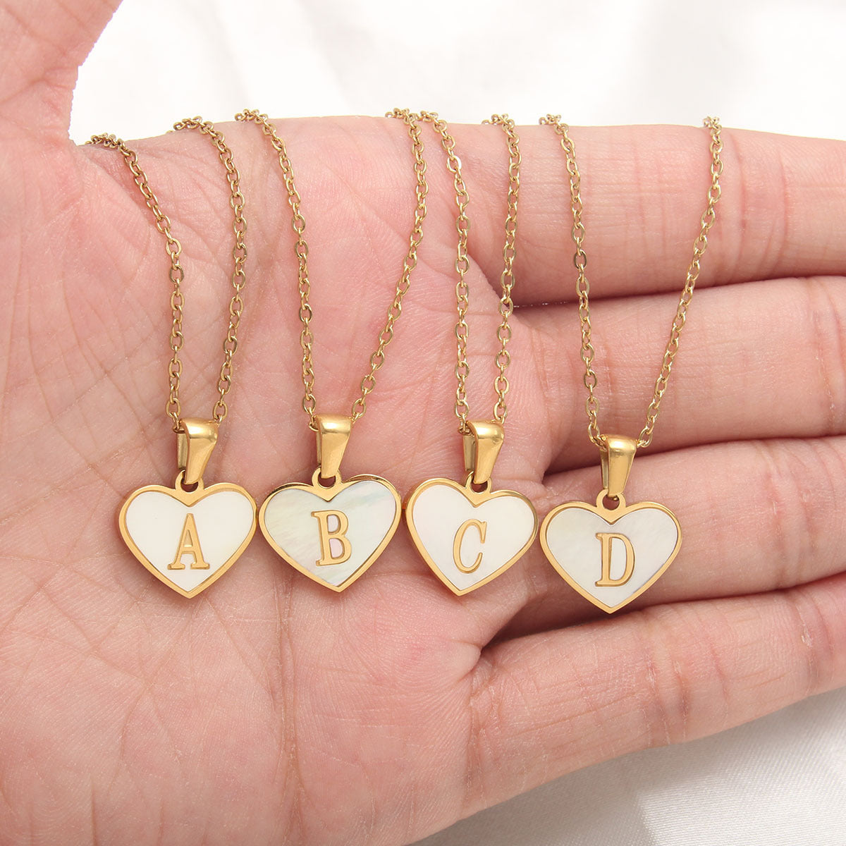 Heartfelt Elegance: 26-Letter White Shell Heart Necklace