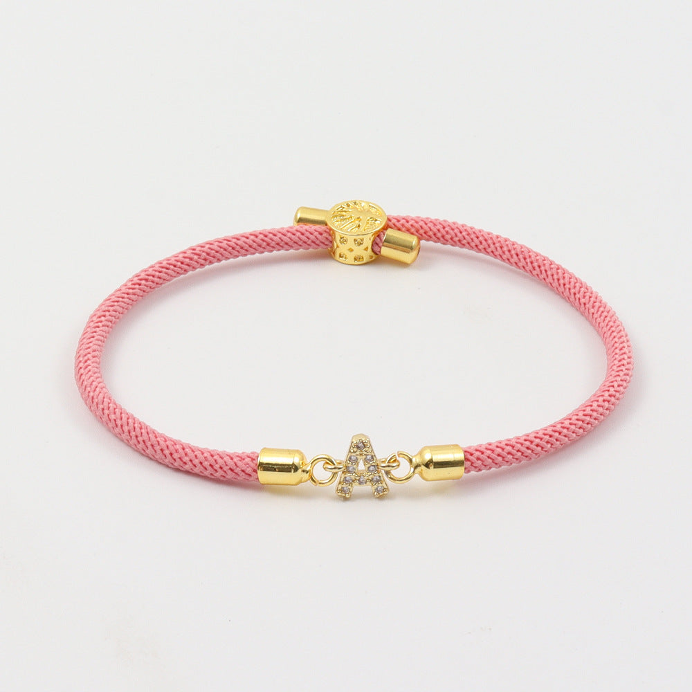 Letter Luxe: Adjustable Copper Strap with Micro-Inlaid Zircon Letters