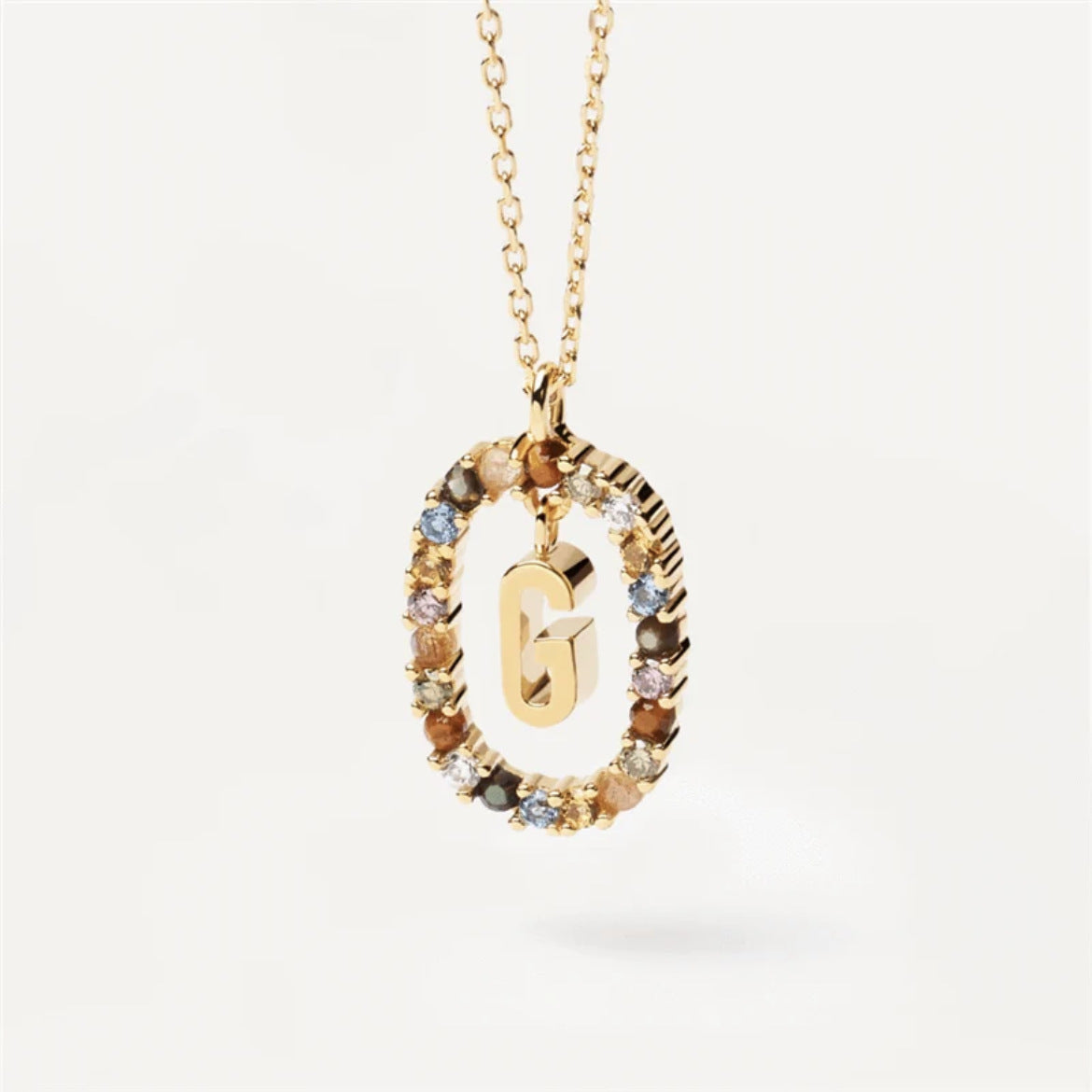 Radiant Alphabet: Colored Rhinestone Necklace - 18K Fashion Jewelry