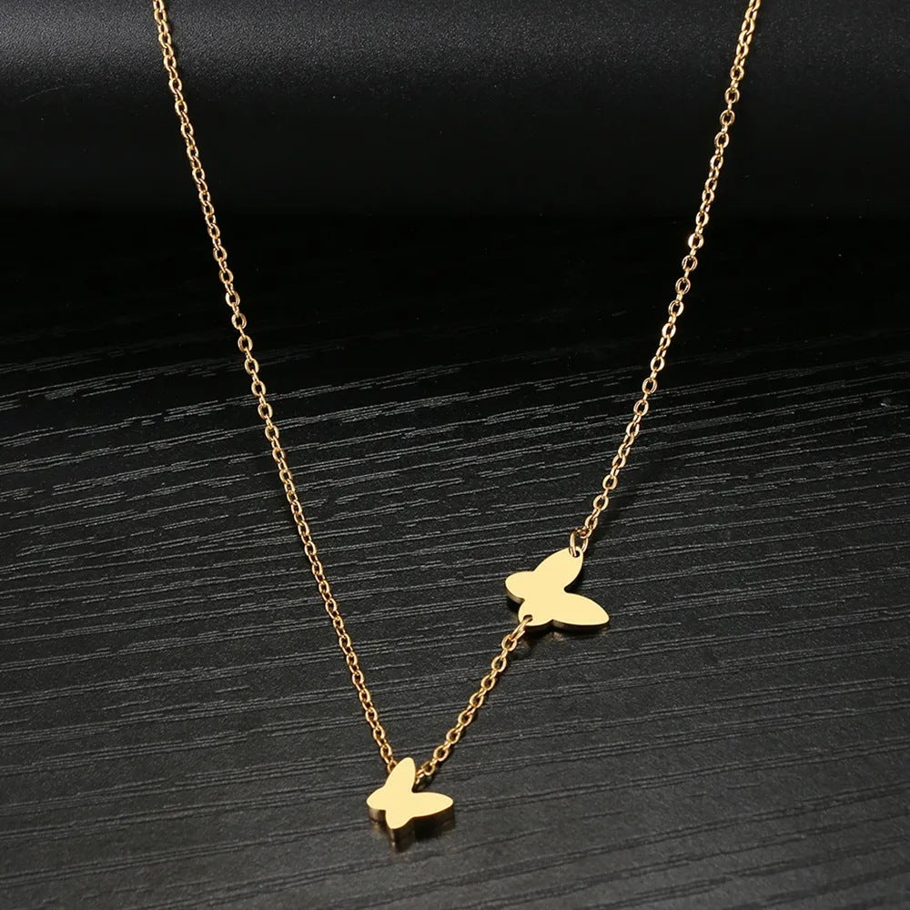 Fluttering Elegance: Stainless Steel Butterfly Pendant - Sweet, Versatile, Niche Design Necklace