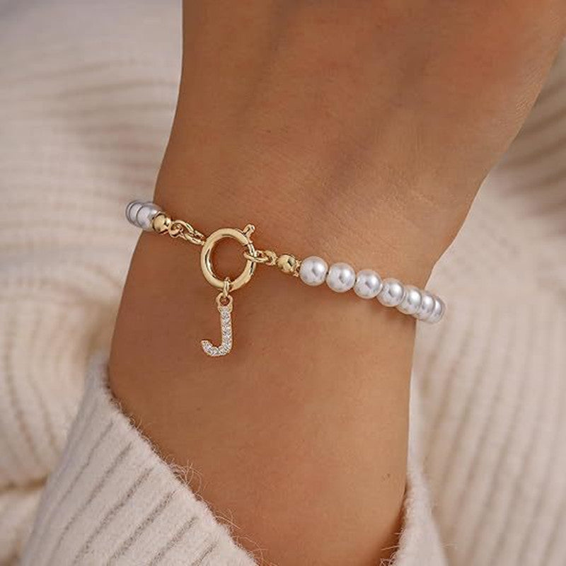 PearlScript: 2024's Signature Initial Bracelet - Elevate Your Style with Personalized Elegance!