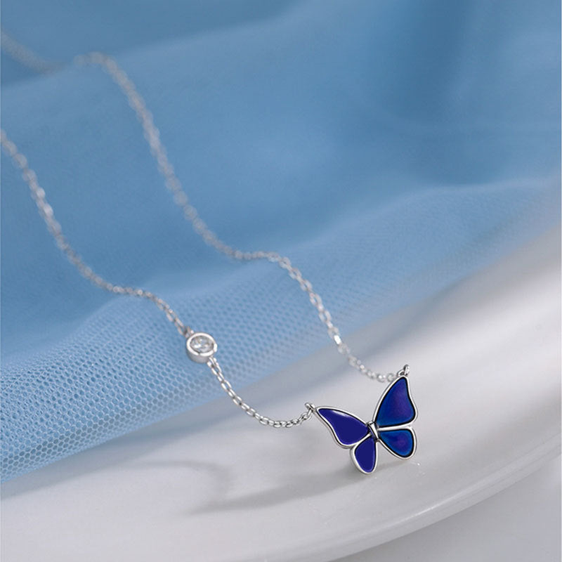 Metamorphosis Majesty: S925 Silver Color-Changing Butterfly Necklace - Fashion Novelty Jewelry