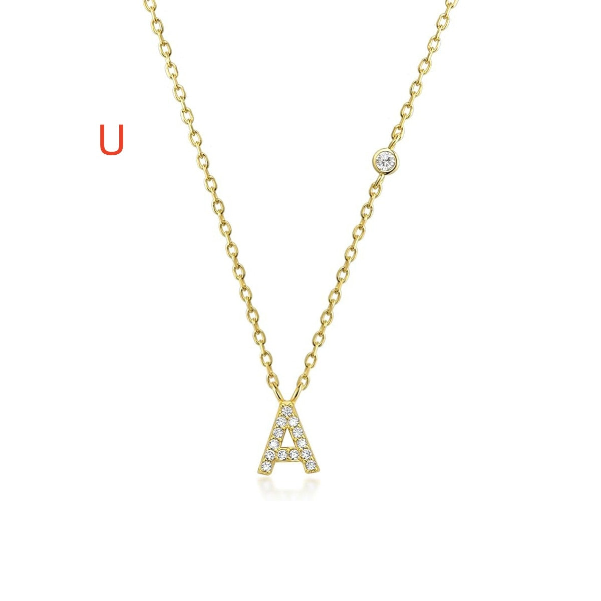 A-Z 26 Letters Luxury Gold/Silver Color Necklace CZ Pendant