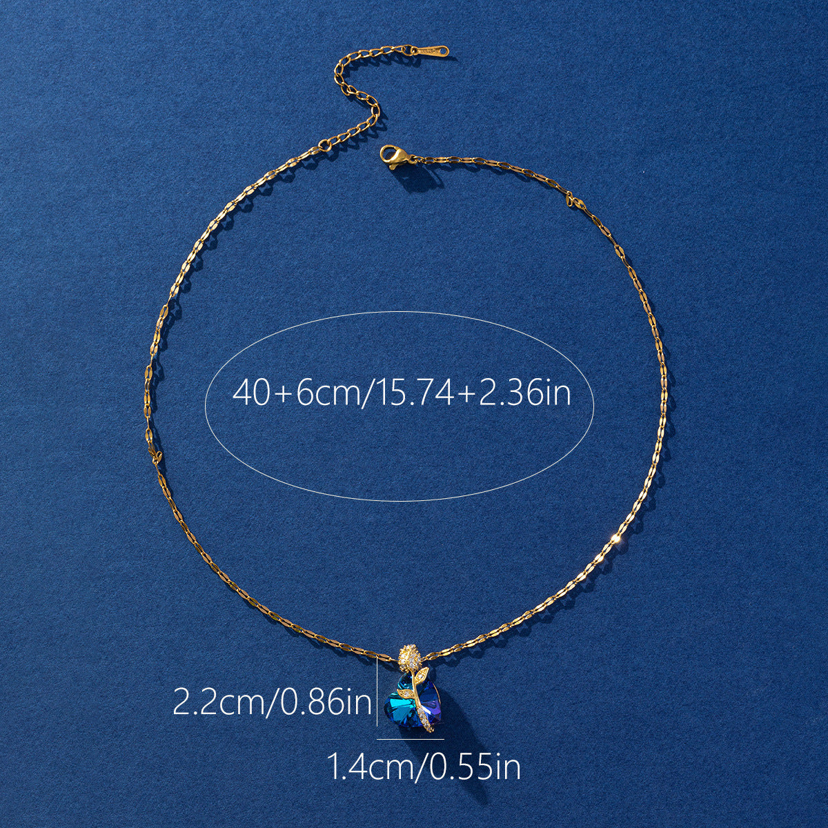 Sapphire Serenade: Women's Fashion Heart Pendant Necklace