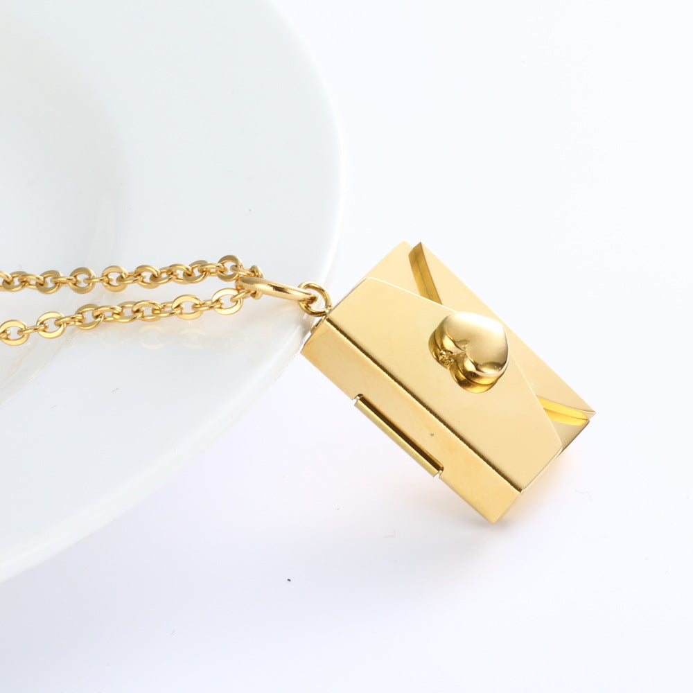 Secret Sentiments: Peach Heart Envelope Necklace - A Thoughtful Jewelry Gift for Couples