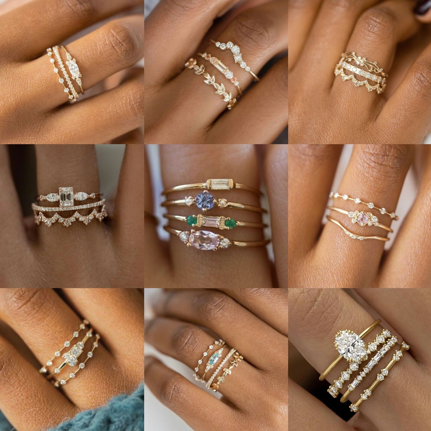 Glamorous Trio: Gold Ring Fashion Set for Stylish Ladies