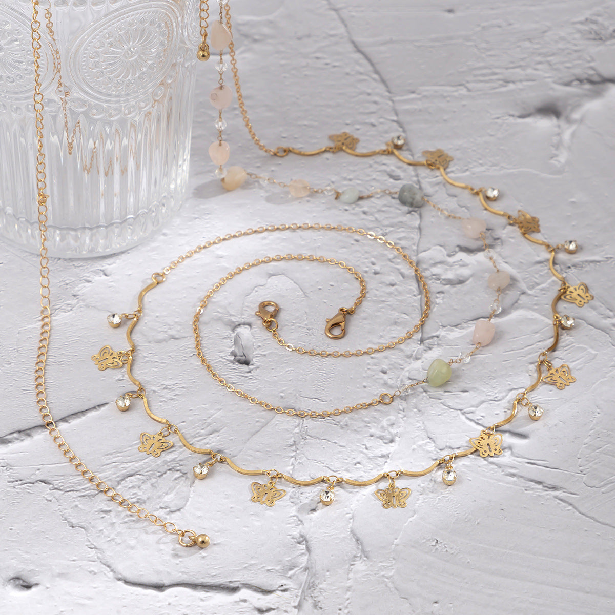 Twin Crystal Butterfly Tassel Body Chains