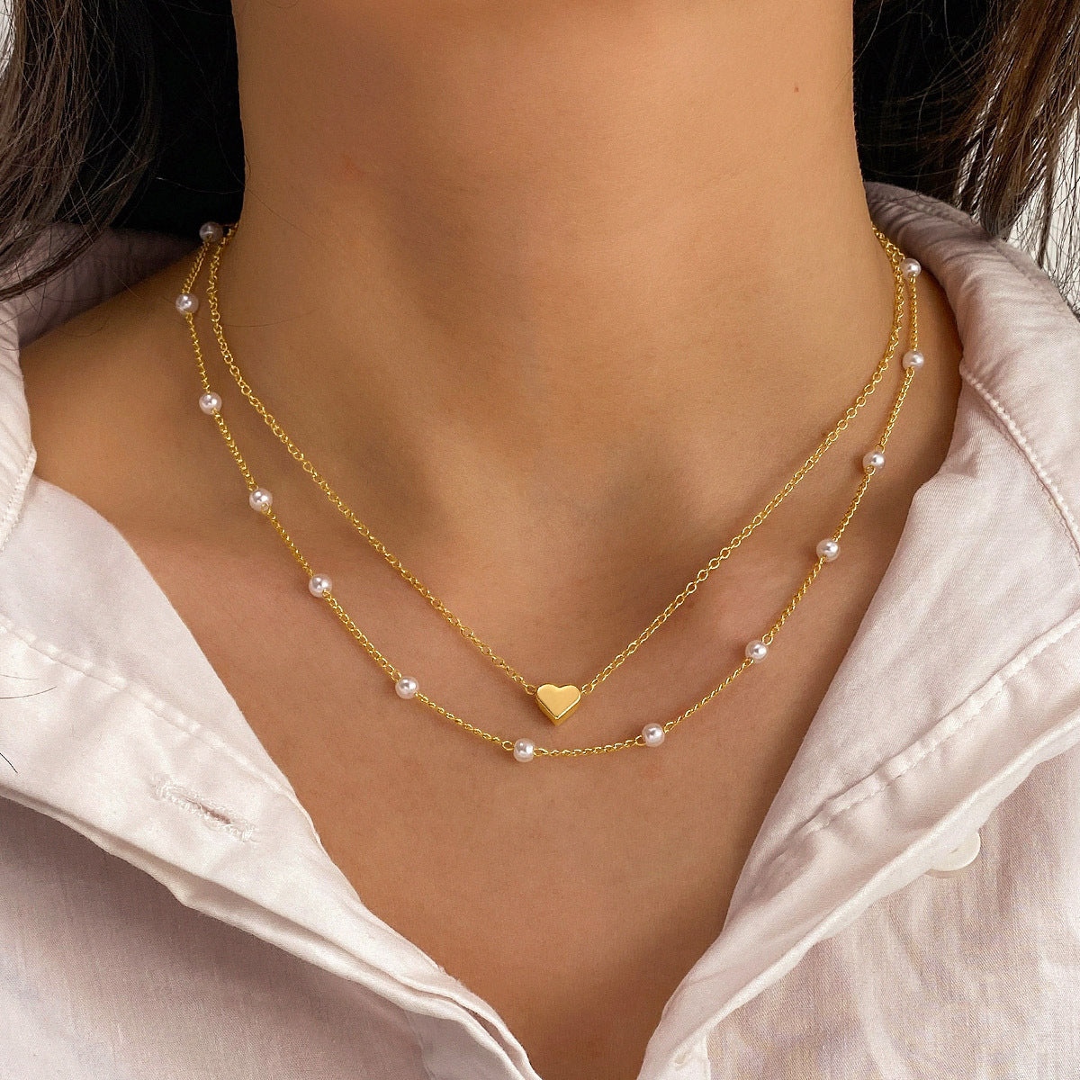 Pearl Cascade: Double-Layered Tassel Pendant Necklace
