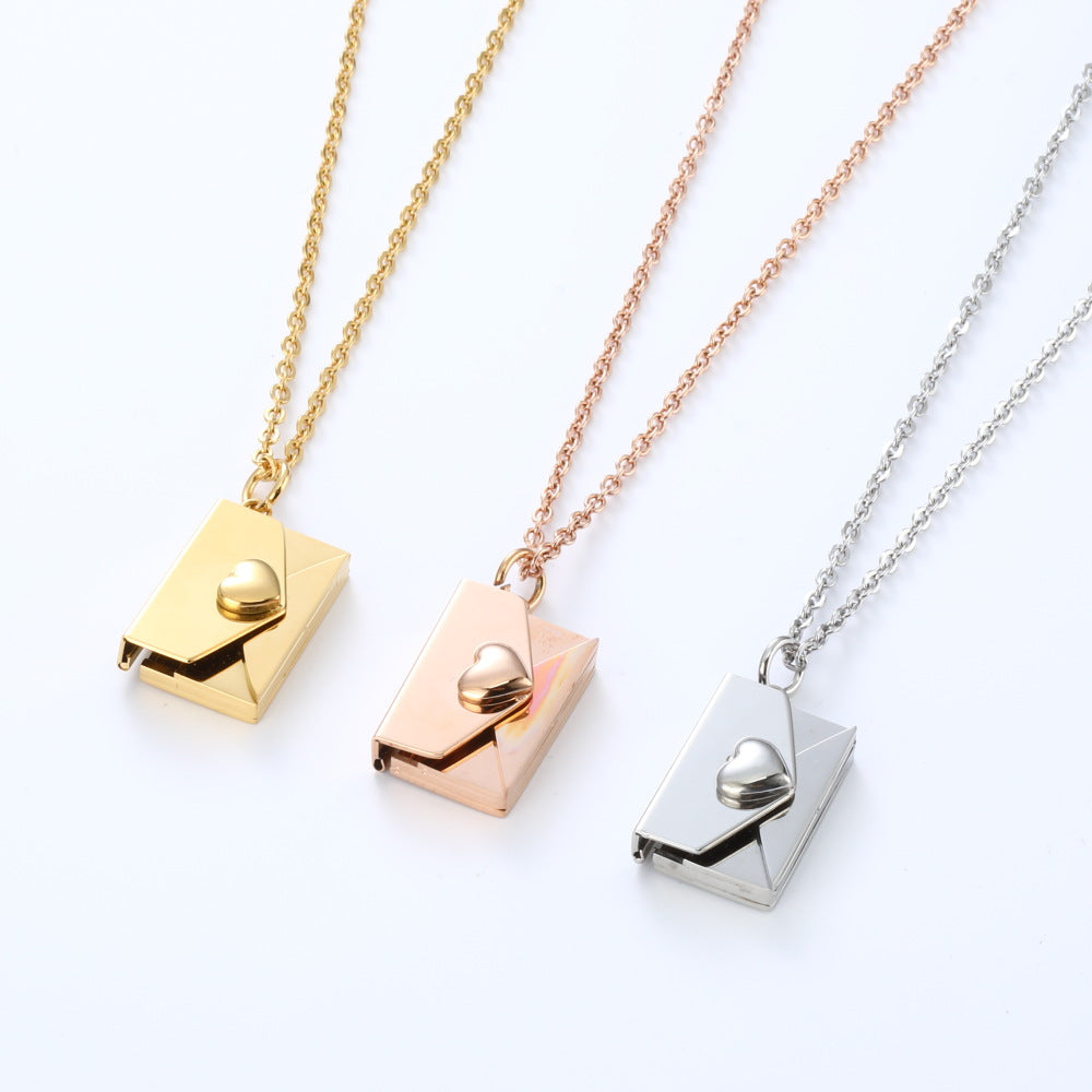 Secret Sentiments: Peach Heart Envelope Necklace - A Thoughtful Jewelry Gift for Couples