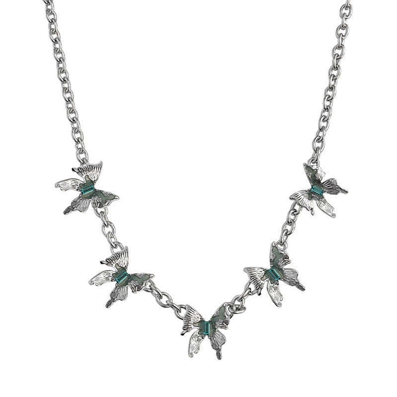 Blue Diamond Butterfly Necklace