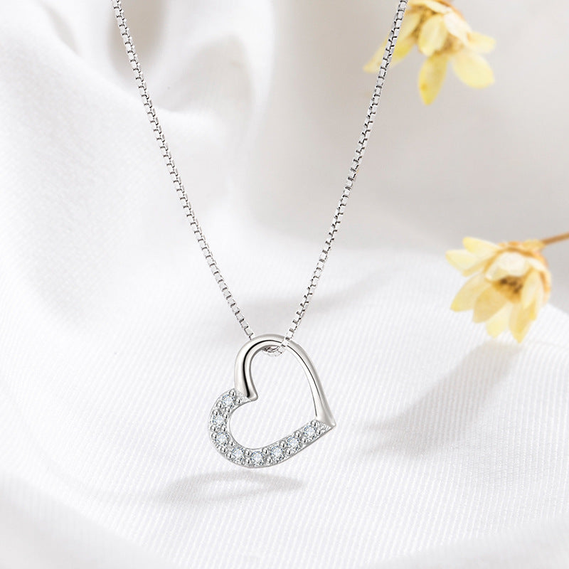 Gilded Heartstrings: S925 Sterling Silver Love Heart Pendant Necklace
