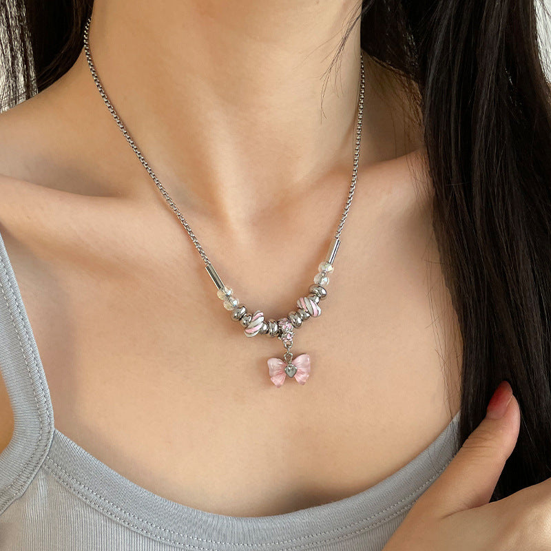 Elegant Charm: The Y2g Bowknot Beaded Thread Necklace