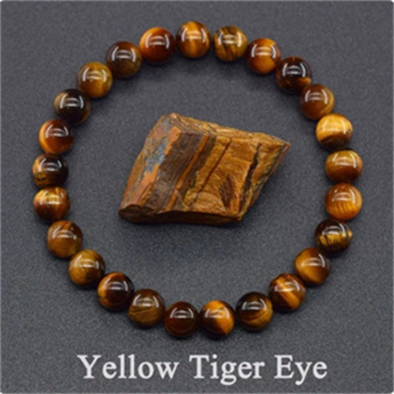 Earthly Elegance: Natural Stone Tiger Eye Beaded Yoga Bracelet for Men and Women