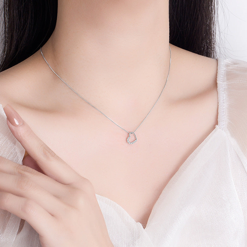 Gilded Heartstrings: S925 Sterling Silver Love Heart Pendant Necklace