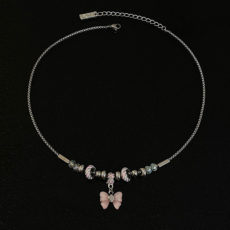 Elegant Charm: The Y2g Bowknot Beaded Thread Necklace