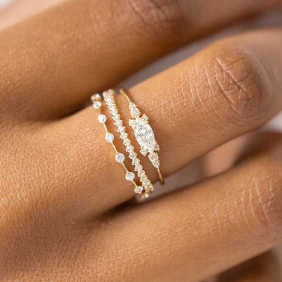 Glamorous Trio: Gold Ring Fashion Set for Stylish Ladies