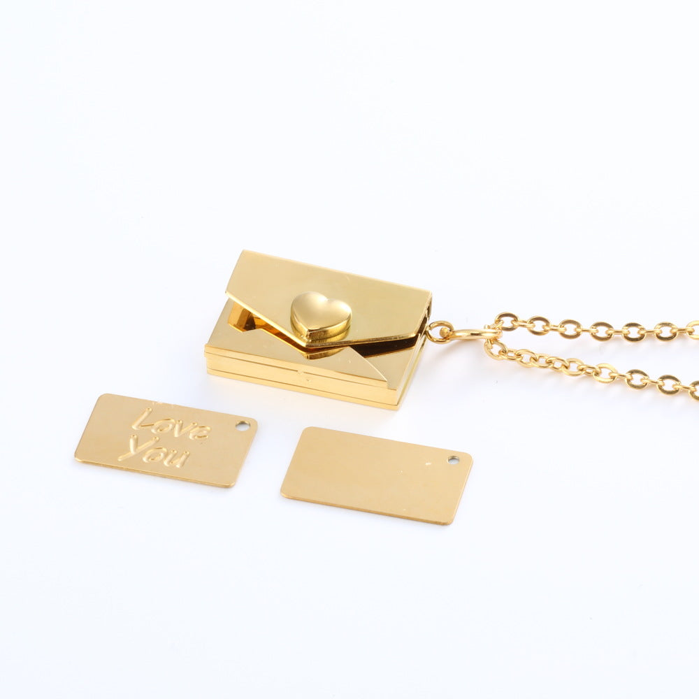 Secret Sentiments: Peach Heart Envelope Necklace - A Thoughtful Jewelry Gift for Couples