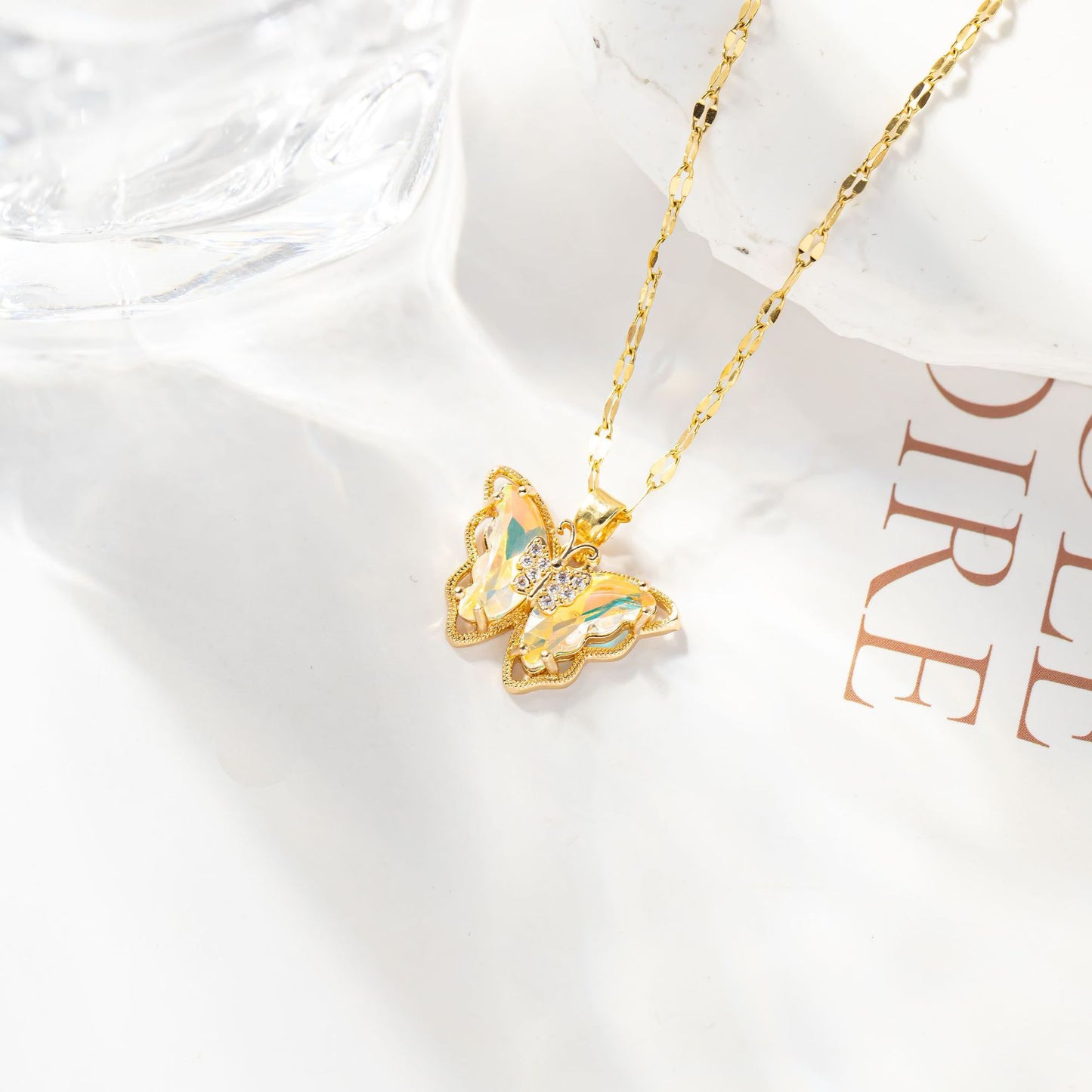 Fluttering Beauty: Micro-Inlaid Zircon Butterfly Clavicle Chain Necklace