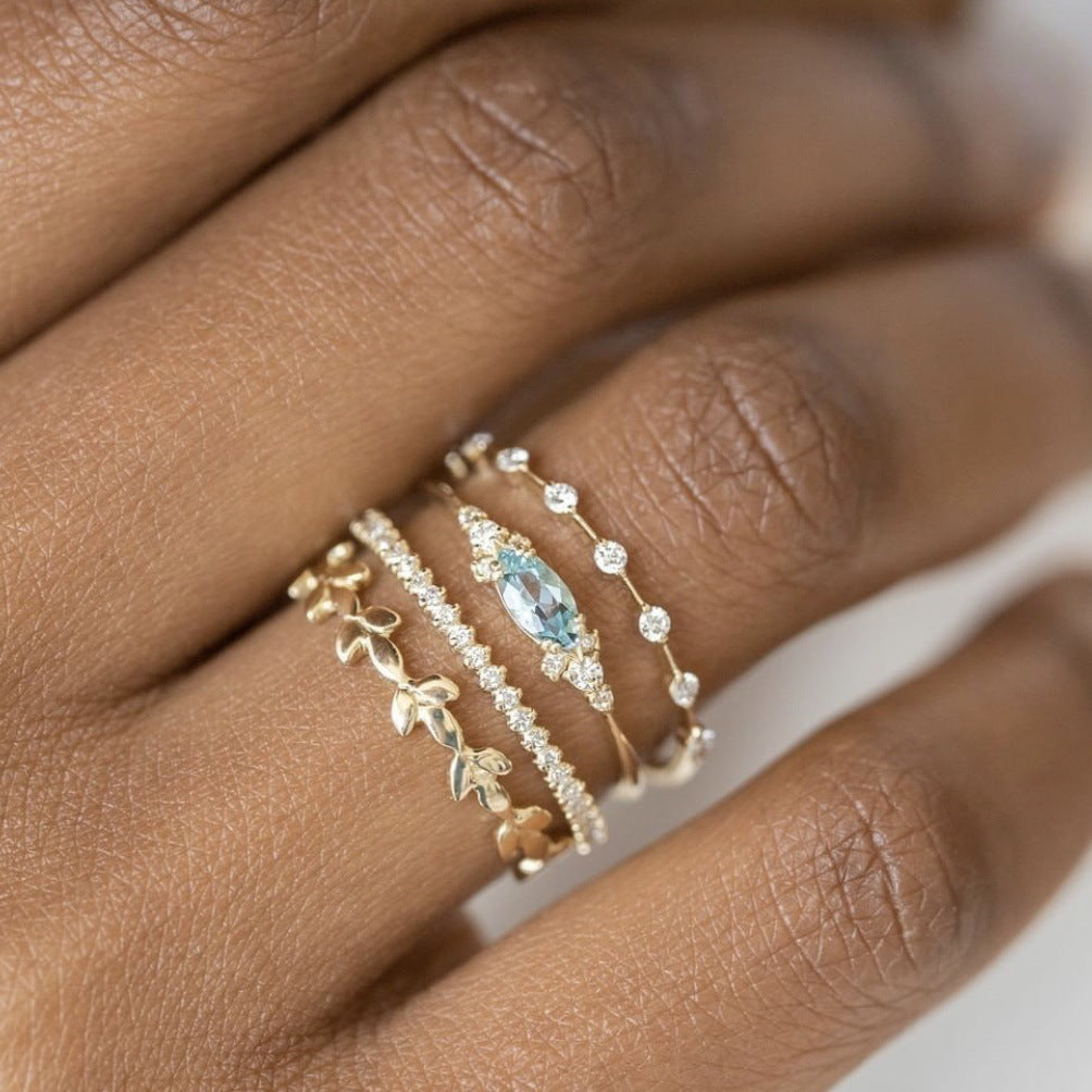 Glamorous Trio: Gold Ring Fashion Set for Stylish Ladies