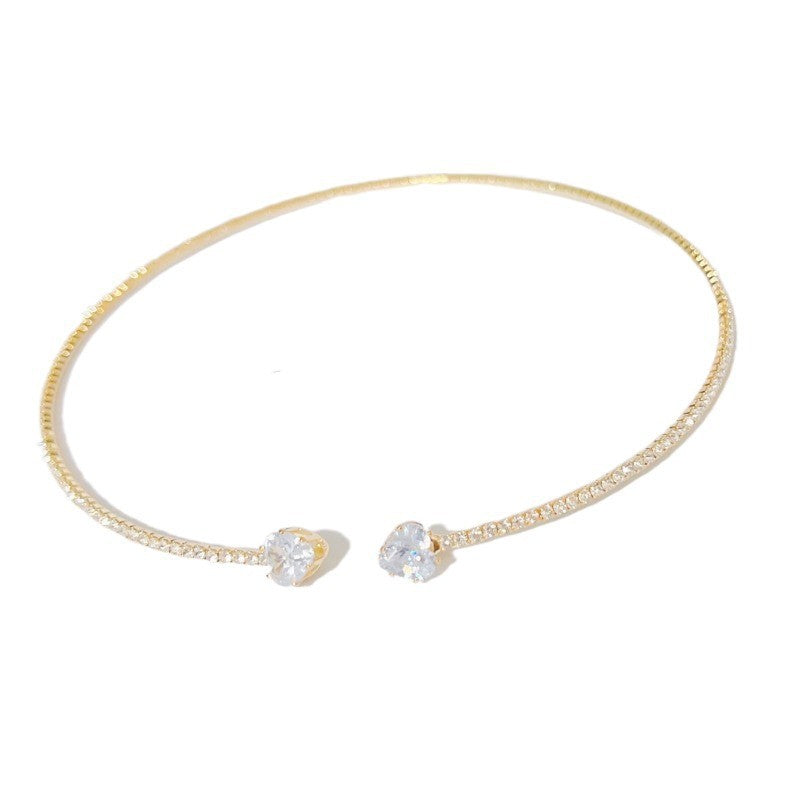 Sparkling Heart: Rhinestone Collar Choker Necklace