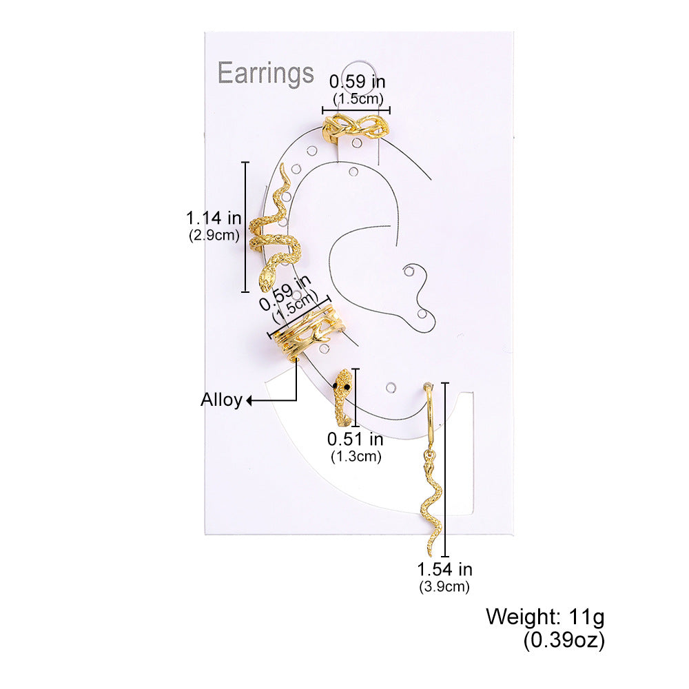 Glamorous Rebellion: Gold-Plated Snake Ear Clip Earrings for Women