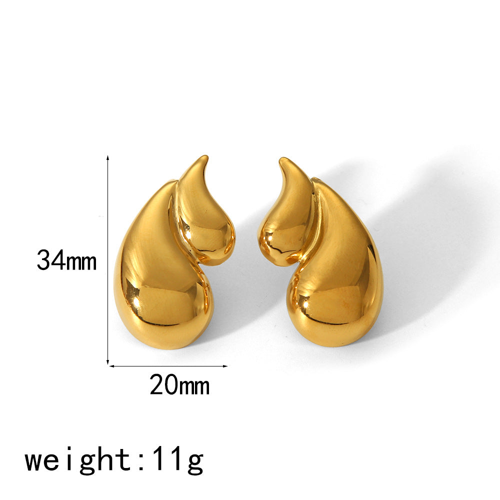 Dual Delight: Women's 18K Double-Layer Water Drop Stainless Steel Earrings