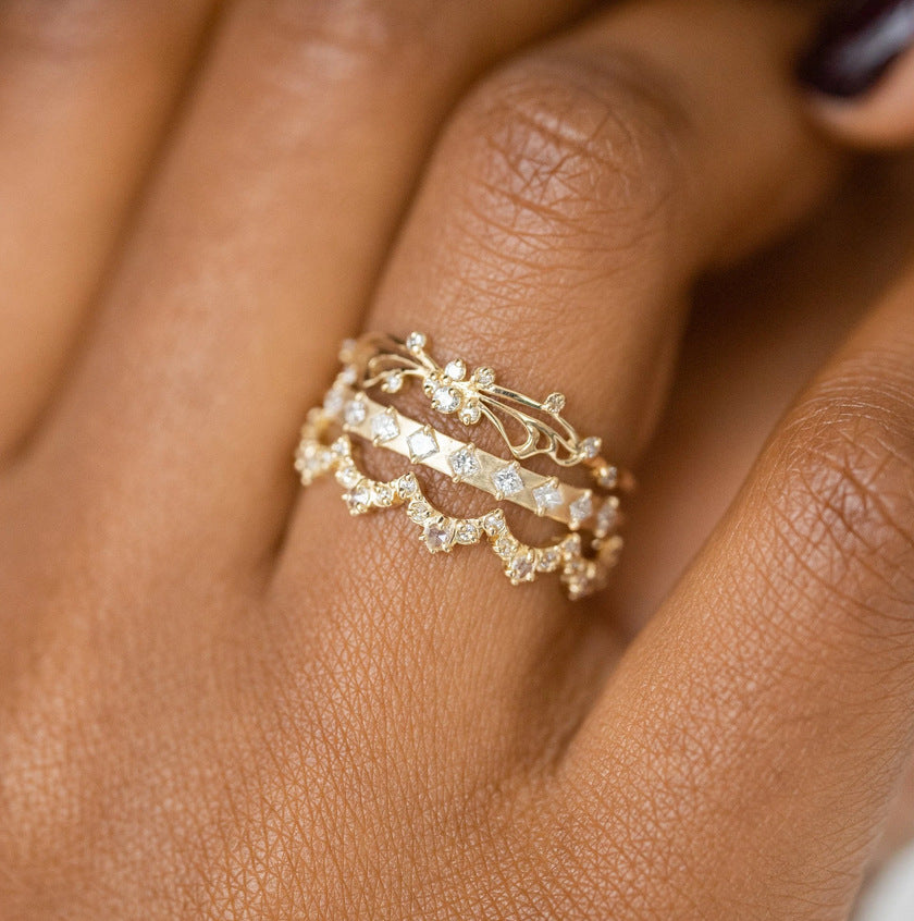 Glamorous Trio: Gold Ring Fashion Set for Stylish Ladies