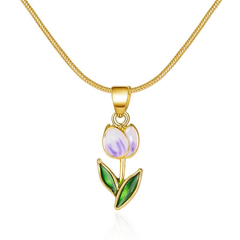 Blossoming Romance: Tulip Fashion Drop Oil Necklace and Bracelet Set