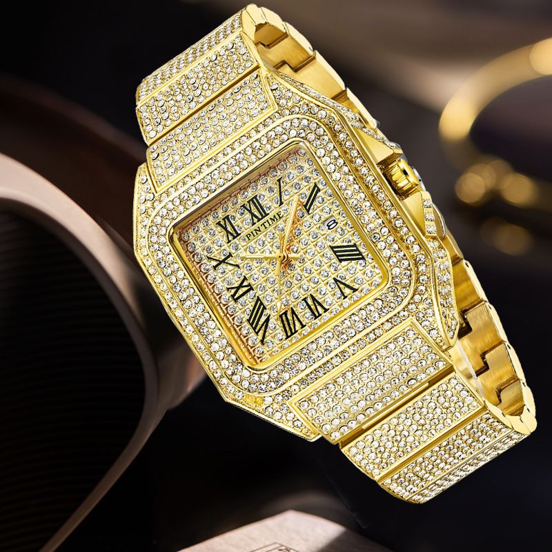 Diamond Square Precision: PINTIME Men's Quartz Watch