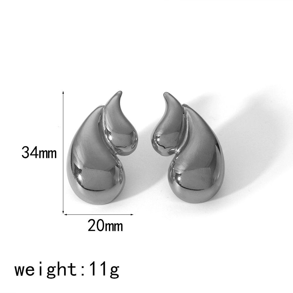 Dual Delight: Women's 18K Double-Layer Water Drop Stainless Steel Earrings