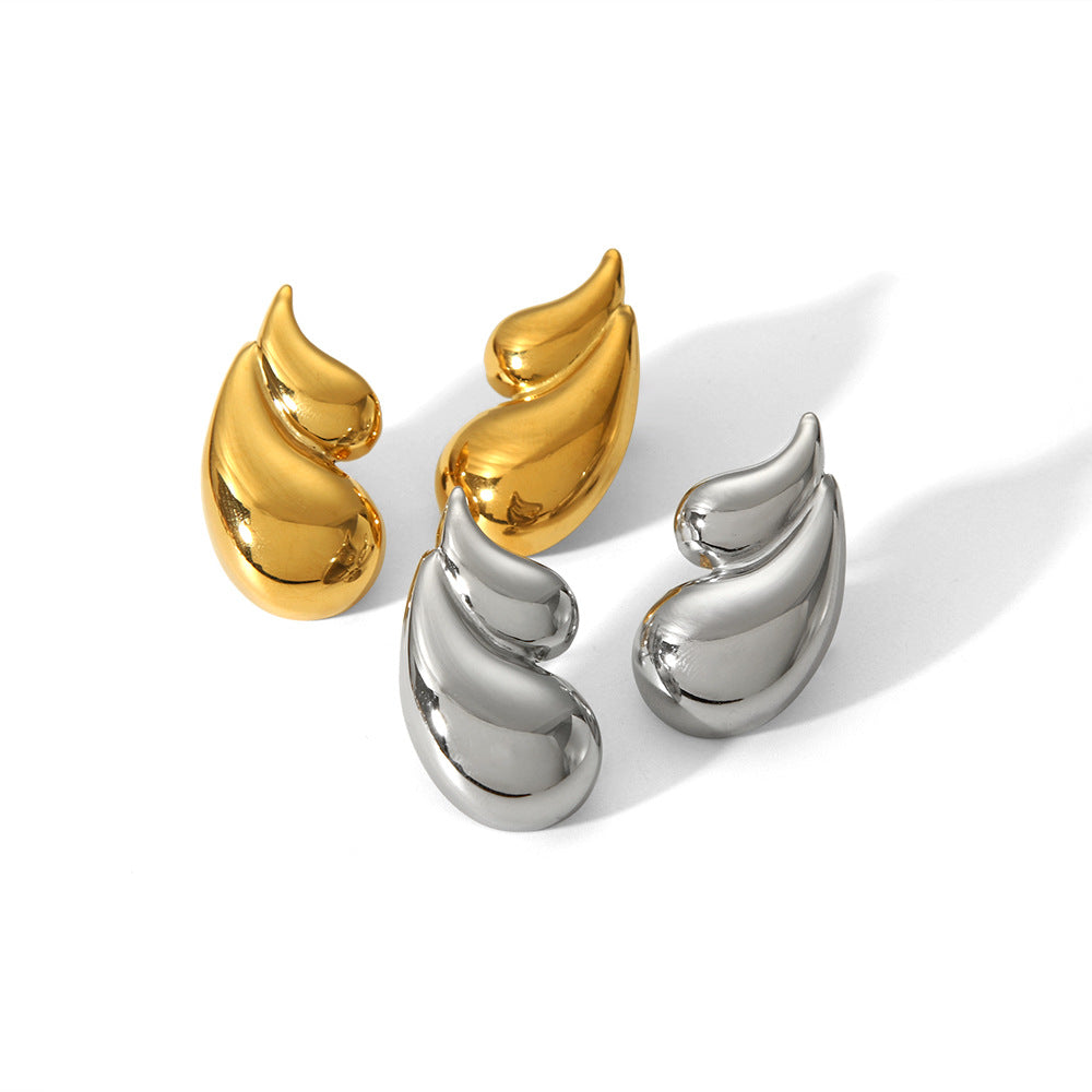 Dual Delight: Women's 18K Double-Layer Water Drop Stainless Steel Earrings