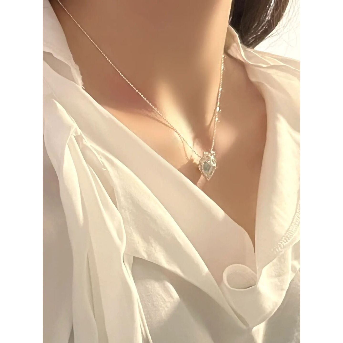 Glacial Grace: Blue Ice Heart Necklace