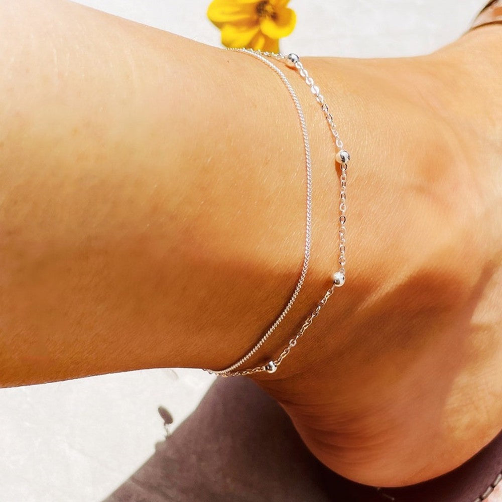 Chic Simplicity: Double Layer Copper Bead Anklet