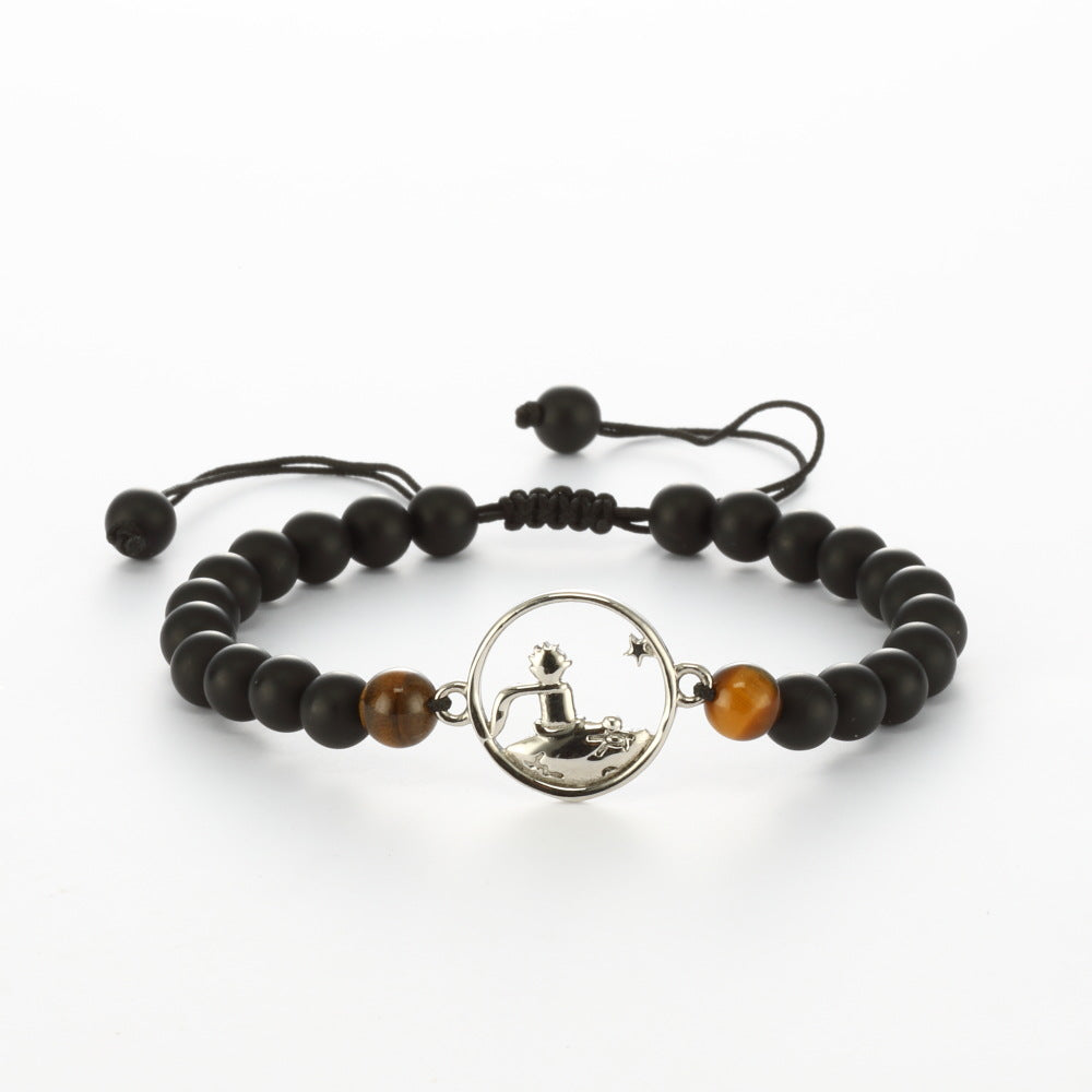 Harmony in Stone: Obsidian and Tiger Eye Couple Beaded Bracelets