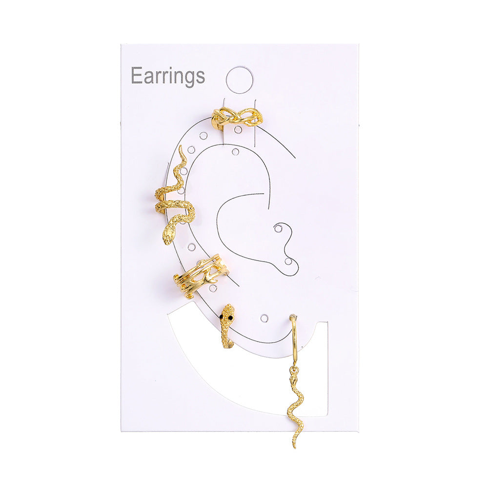 Glamorous Rebellion: Gold-Plated Snake Ear Clip Earrings for Women