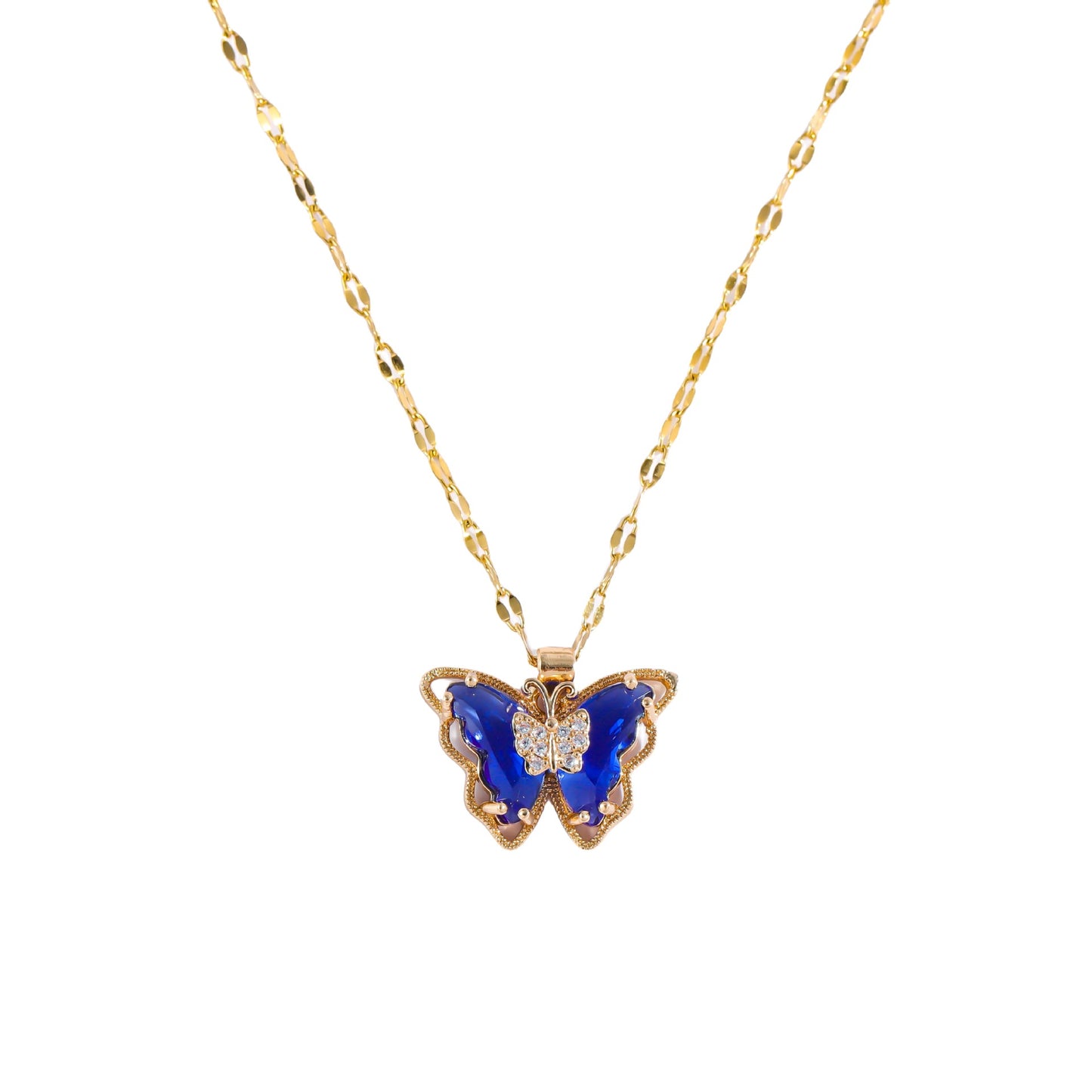 Fluttering Beauty: Micro-Inlaid Zircon Butterfly Clavicle Chain Necklace
