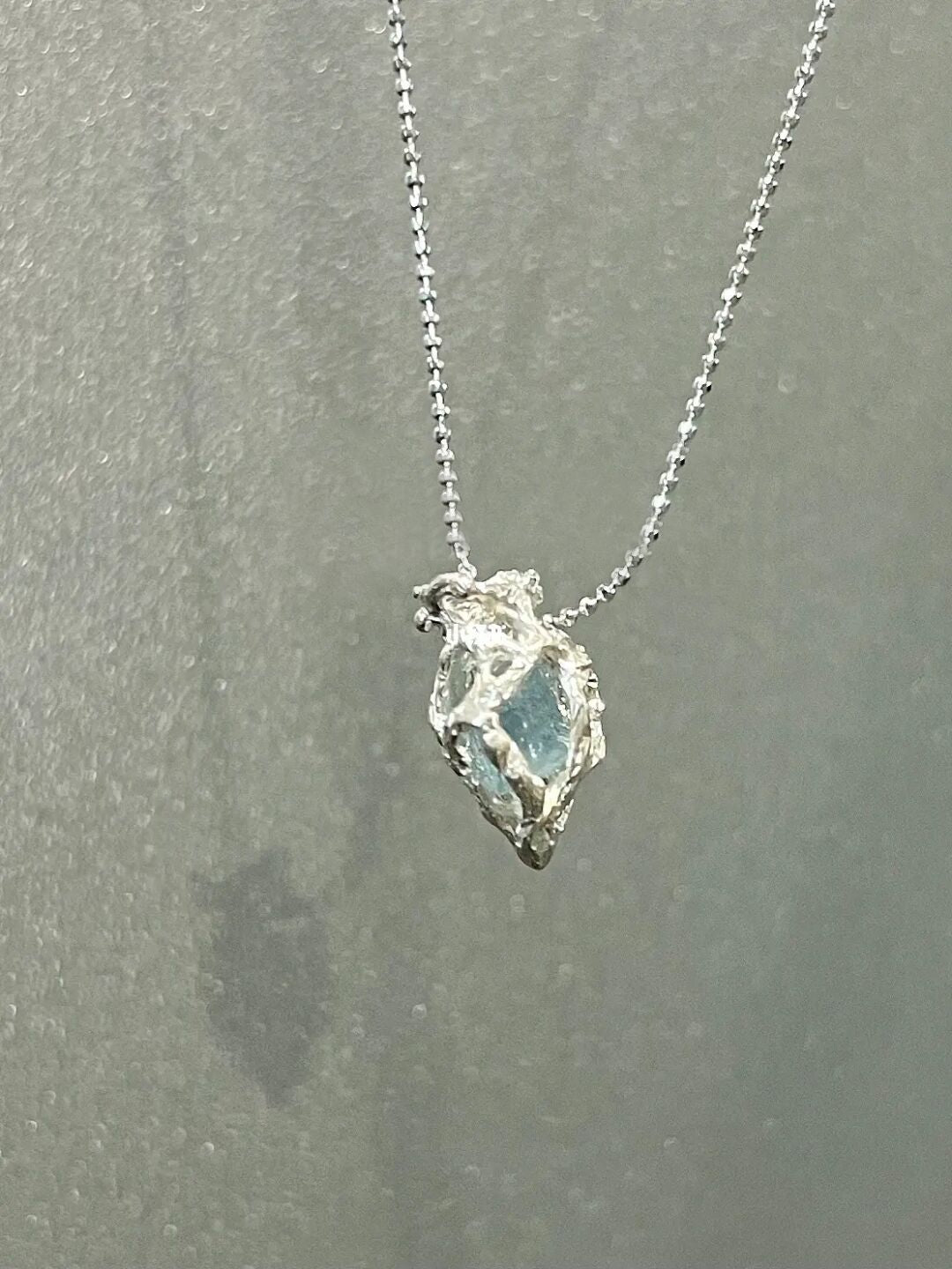 Glacial Grace: Blue Ice Heart Necklace