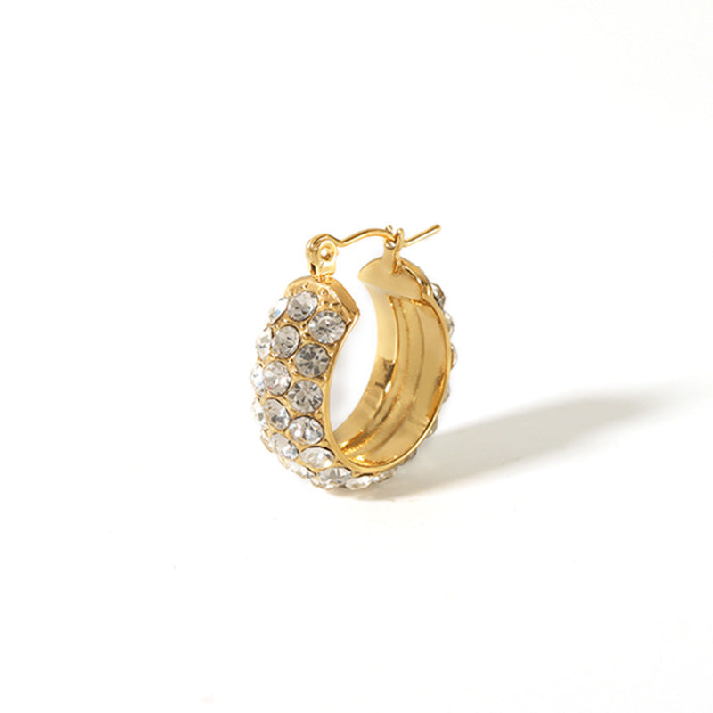 Diamond Gleam: 18K Gold-Plated Stainless Steel Earrings