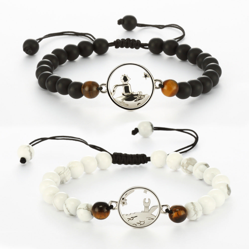 Harmony in Stone: Obsidian and Tiger Eye Couple Beaded Bracelets
