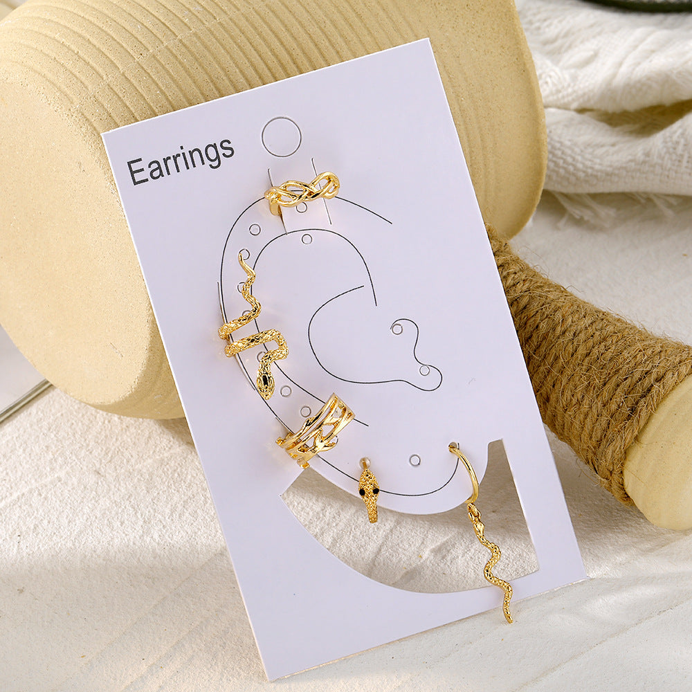 Glamorous Rebellion: Gold-Plated Snake Ear Clip Earrings for Women