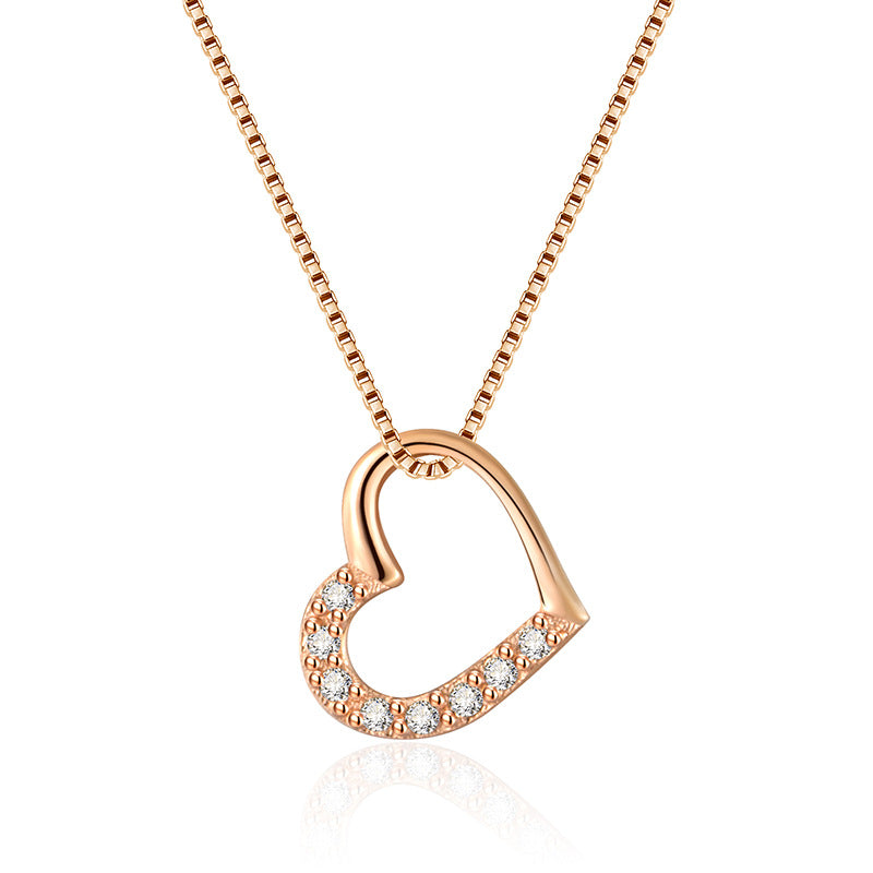 Gilded Heartstrings: S925 Sterling Silver Love Heart Pendant Necklace